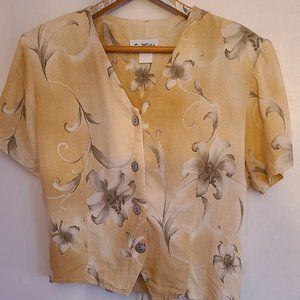 Vintage 80s Short Sleeve Blouse - Size Small